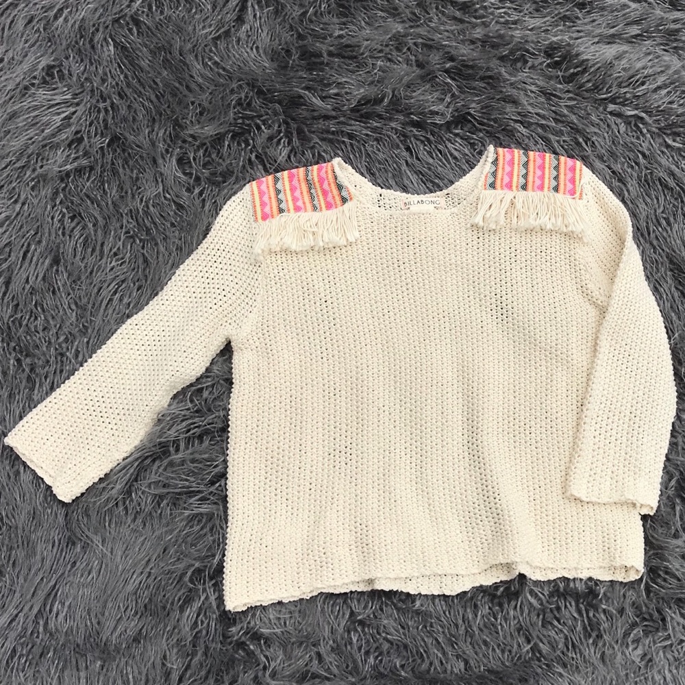Billabong Sandy Kisses 3/4 Sleeve Sweater EUC knit